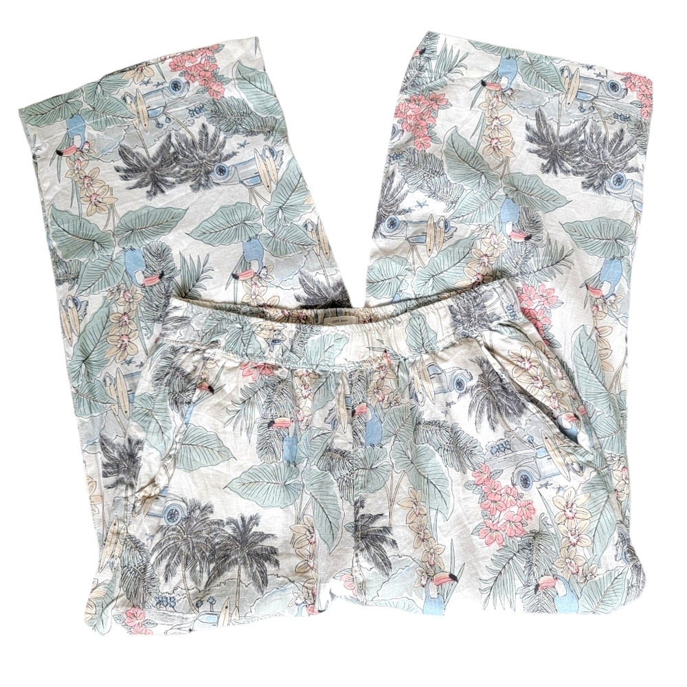 C&C California Linen Wide Leg Beachy Pants Pull On Relaxed Tropical Surf… - Picture 6 of 15